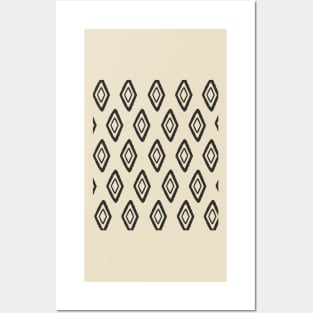 Mudcloth Pattern Minimalist  Abstract  Geometric Shapes Boho  Pattern Posters and Art